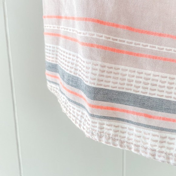 Aerie Neon Coral Striped Blouse - Picture 2 of 5